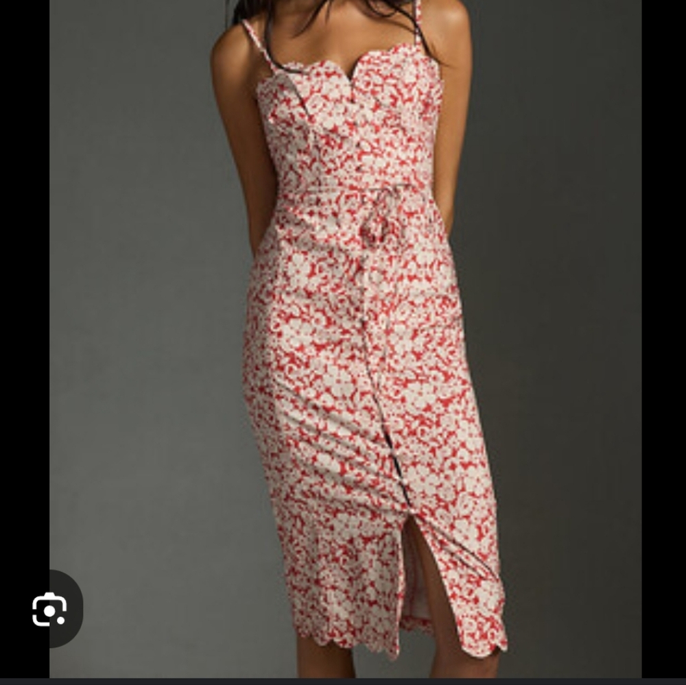 NWT Anthropologie Slim Fit Front Slit Corset Midi Dress